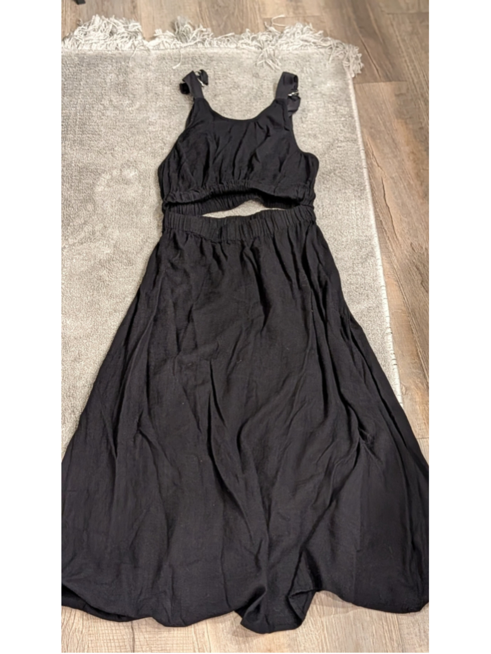 ASOS Black Midi Dress with Cutout Waist